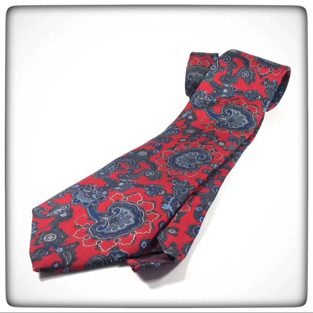 Bert Pulitzer Silk Necktie Wine w/ Paisley 62x3.5